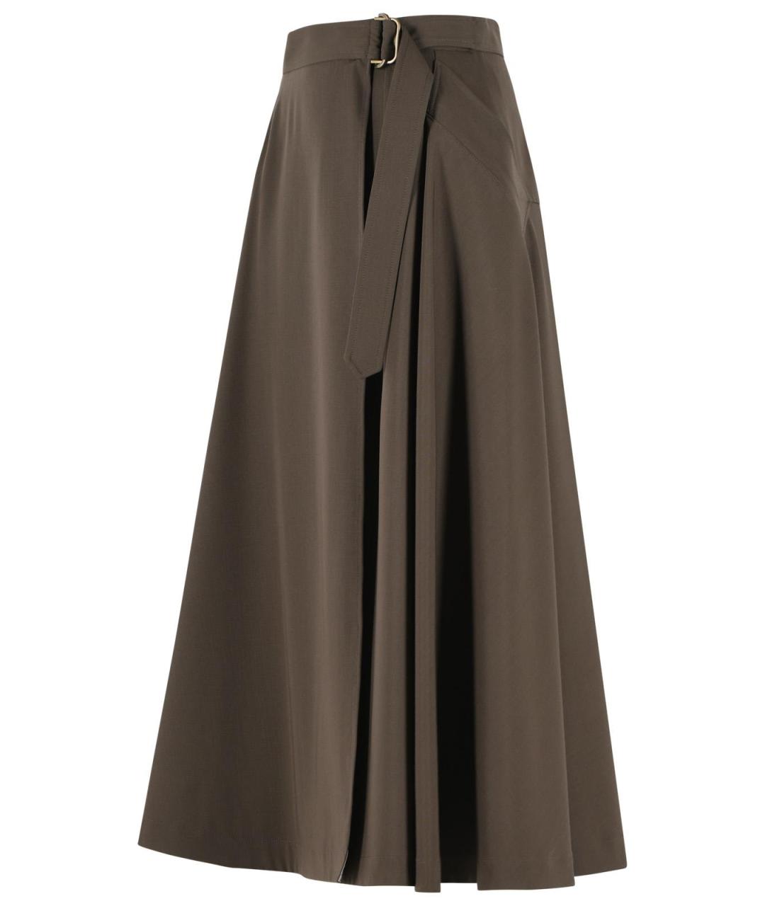 BURBERRY Зеленая шерстяная юбка макси, фото 2