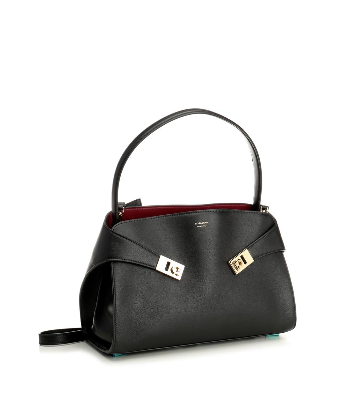 FERRAGAMO Черная кожаная сумка через плечо, фото 2