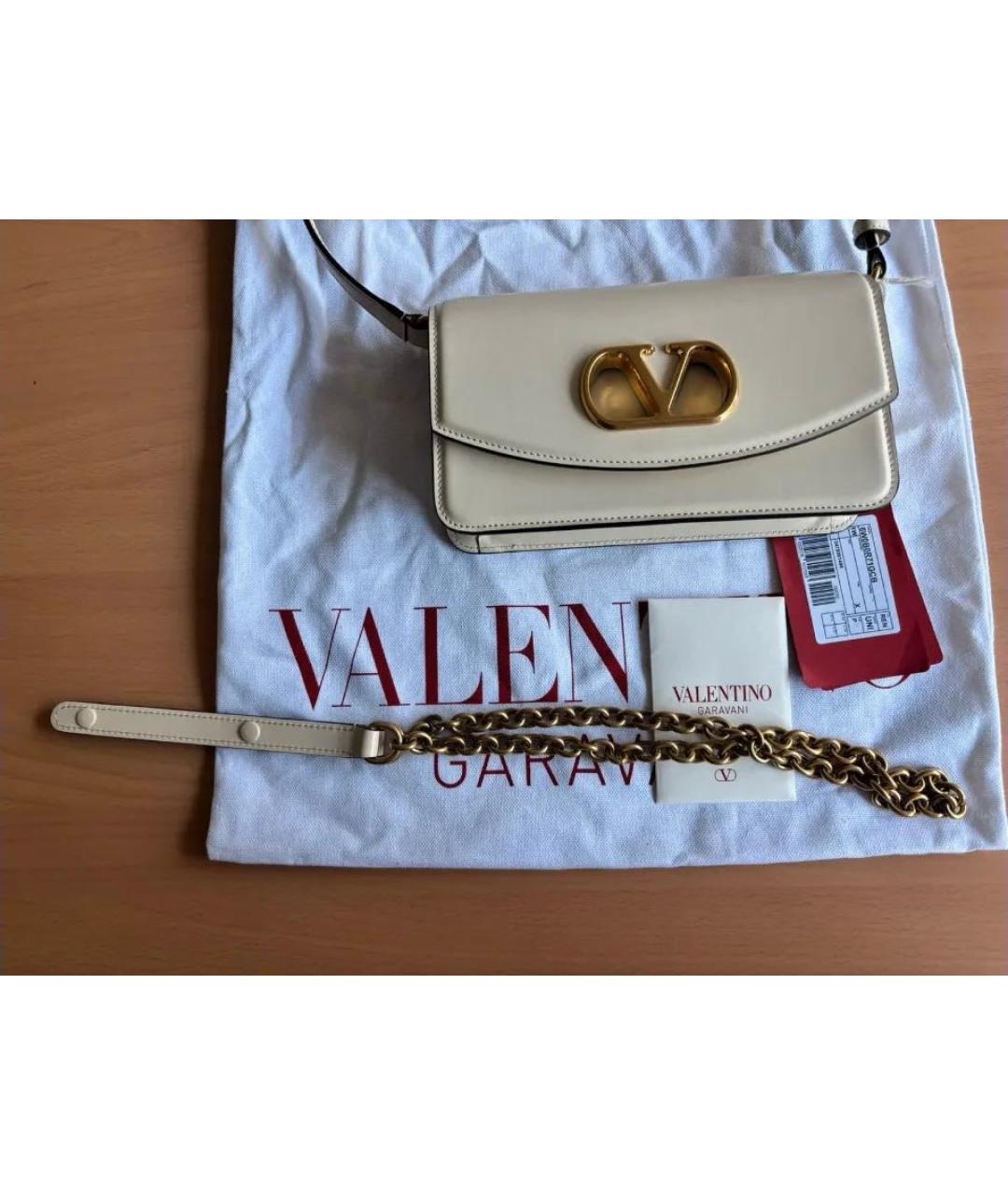VALENTINO Бежевая кожаная сумка через плечо, фото 3