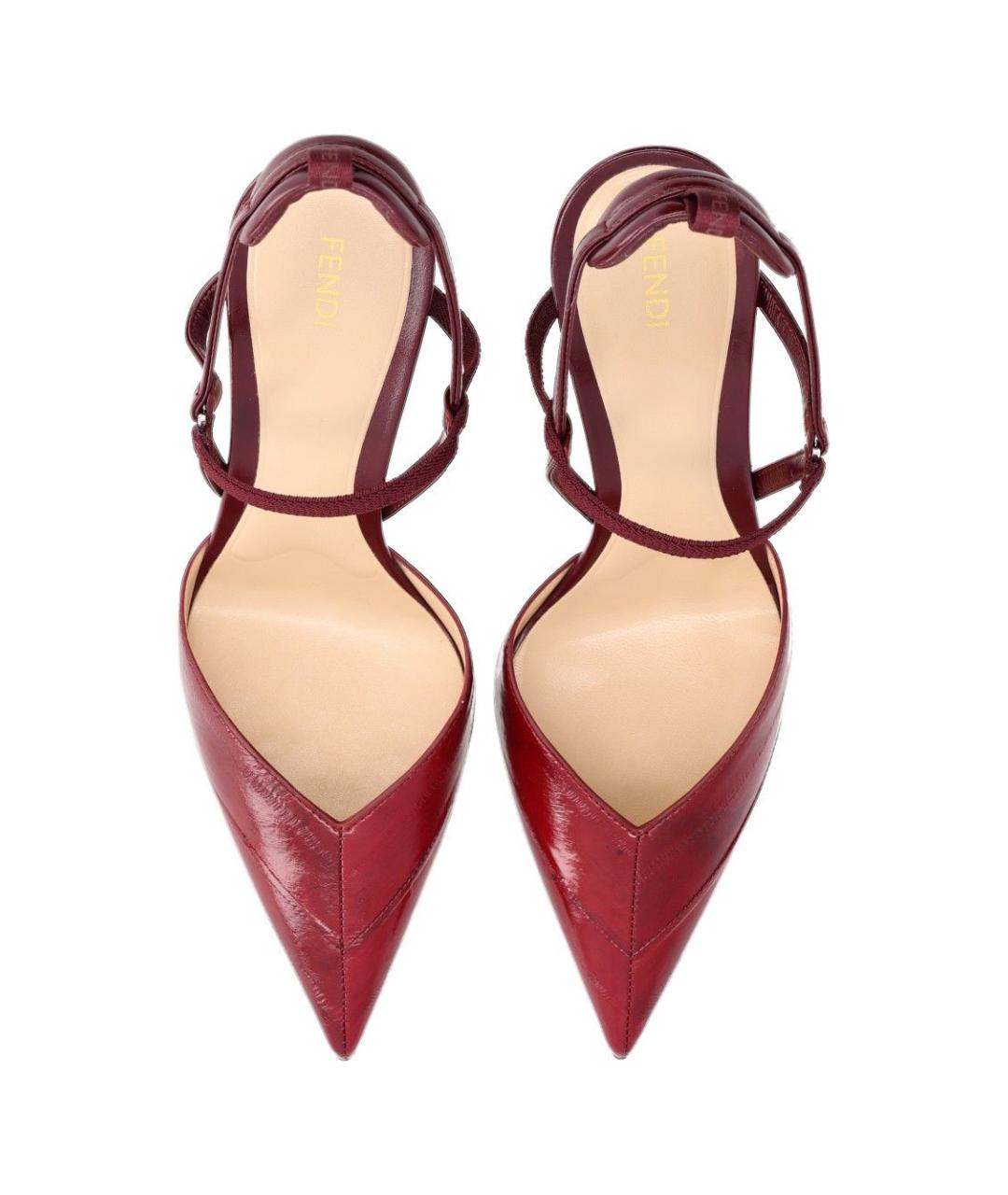 FENDI Бордовые кожаные туфли, фото 4