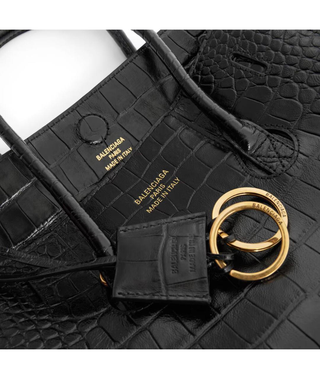 BALENCIAGA Черная кожаная сумка тоут, фото 2