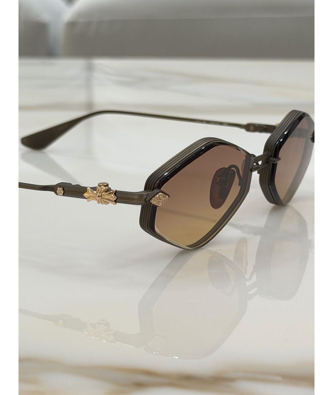 CHROME HEARTS Коричневые металлические солнцезащитные очки, фото 6