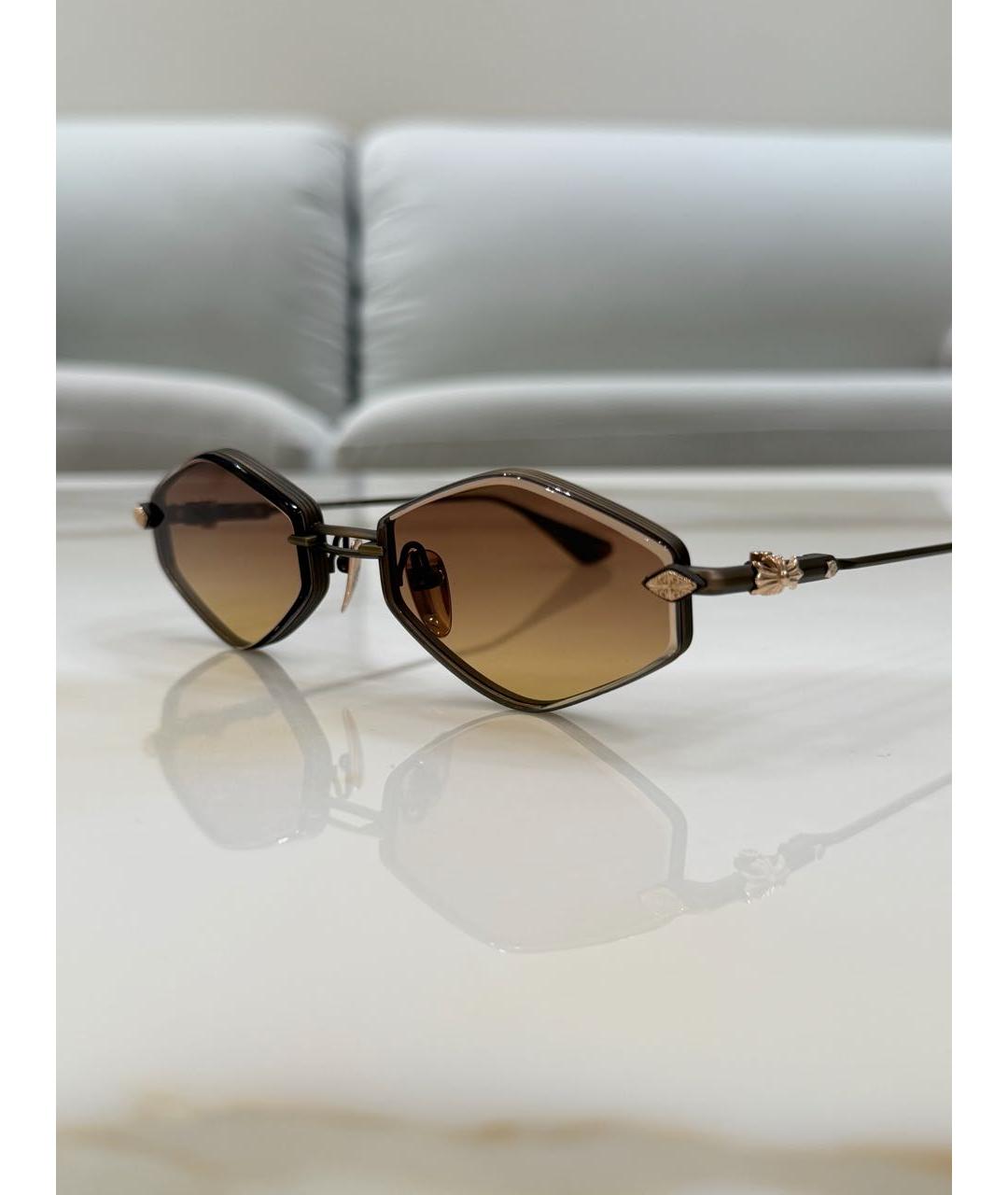 CHROME HEARTS Коричневые металлические солнцезащитные очки, фото 4