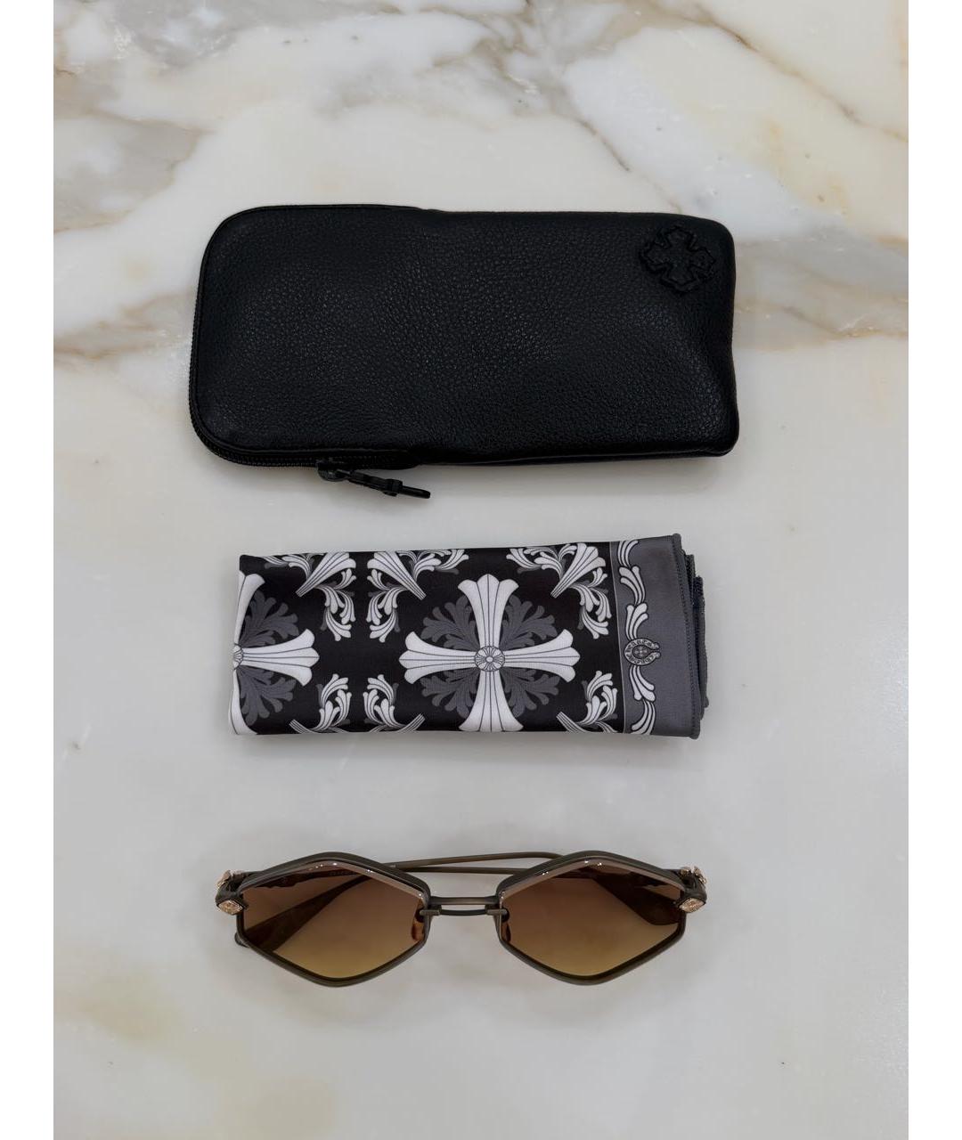 CHROME HEARTS Коричневые металлические солнцезащитные очки, фото 7