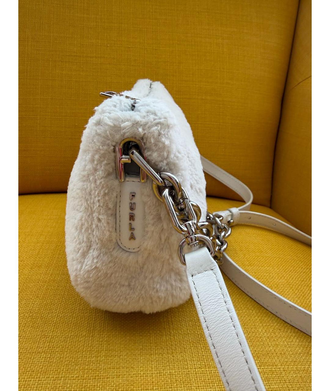 FURLA Белая меховая сумка через плечо, фото 6