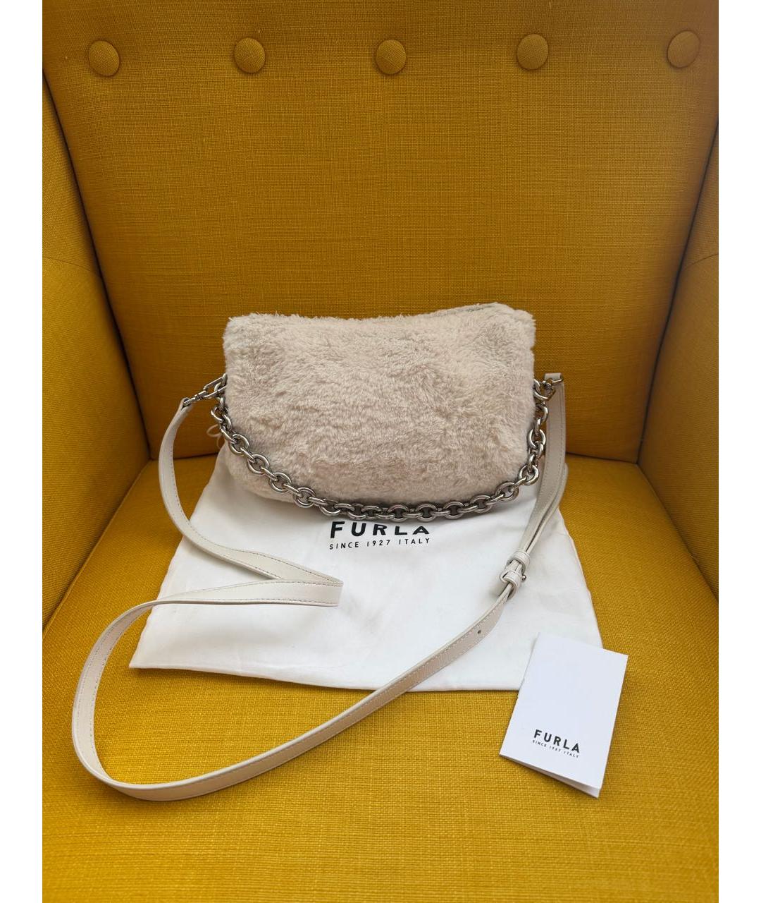 FURLA Белая меховая сумка через плечо, фото 3