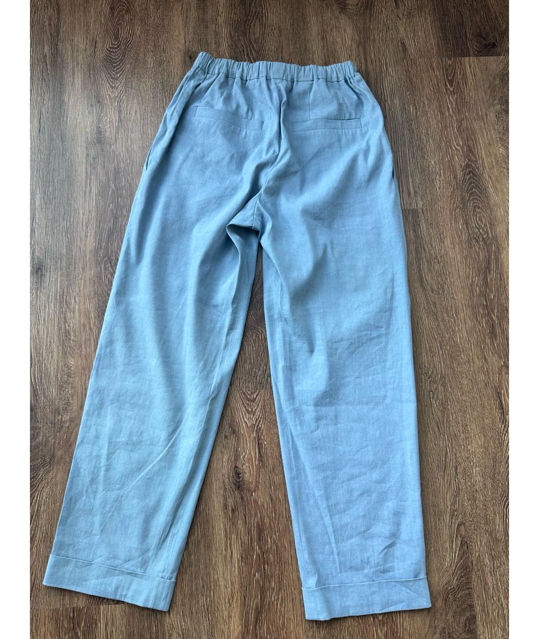 BRUNELLO CUCINELLI Голубые льняные брюки узкие, фото 2