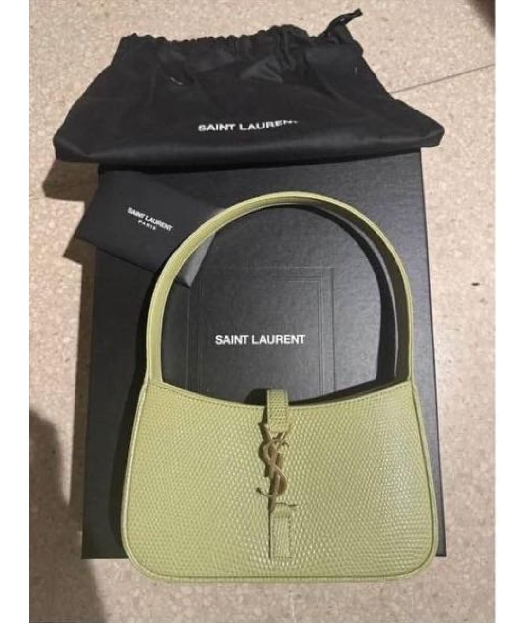 SAINT LAURENT Зеленая сумка через плечо из кожи ящерицы, фото 3