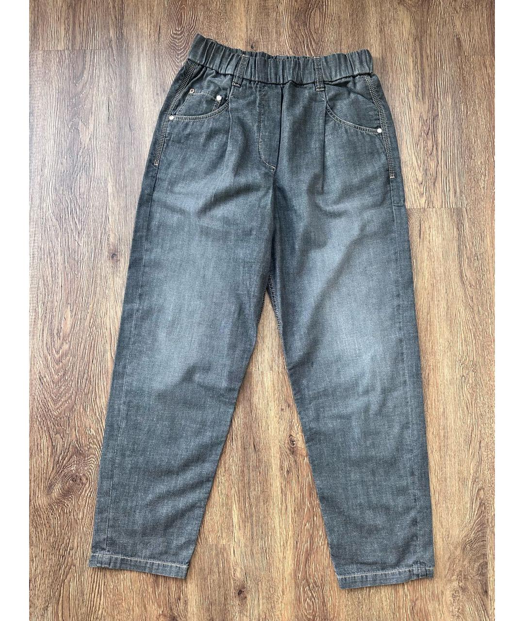 BRUNELLO CUCINELLI Антрацитовые хлопковые джинсы слим, фото 5