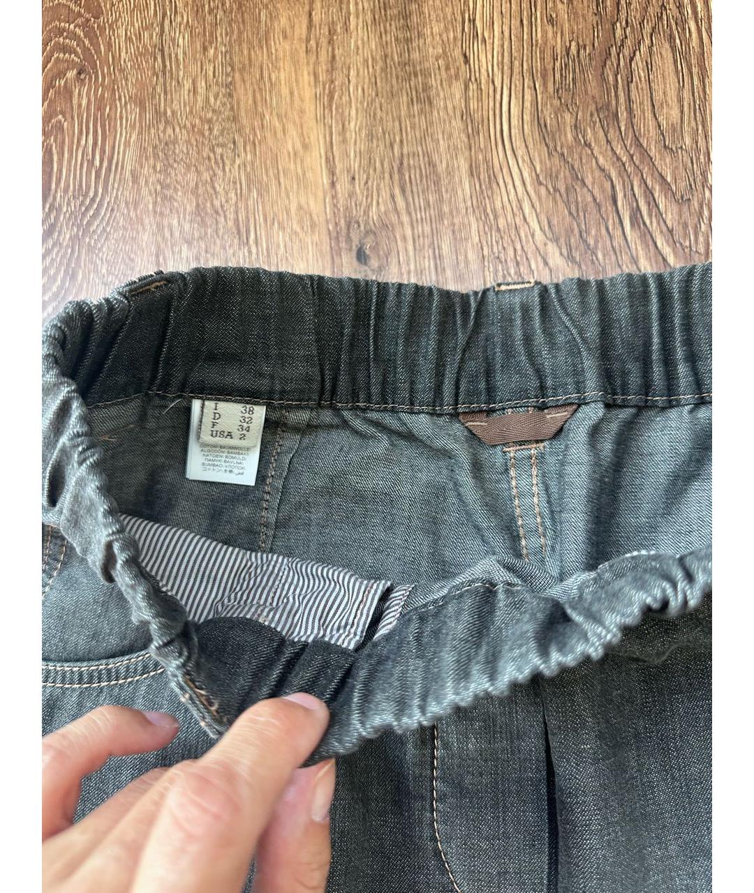 BRUNELLO CUCINELLI Антрацитовые хлопковые джинсы слим, фото 3