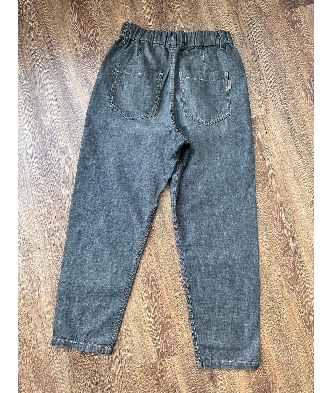 BRUNELLO CUCINELLI Антрацитовые хлопковые джинсы слим, фото 2