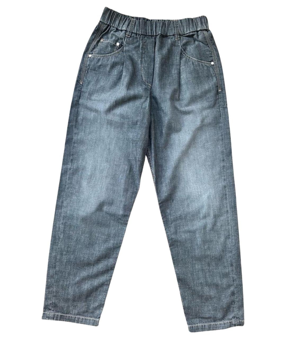 BRUNELLO CUCINELLI Антрацитовые хлопковые джинсы слим, фото 1