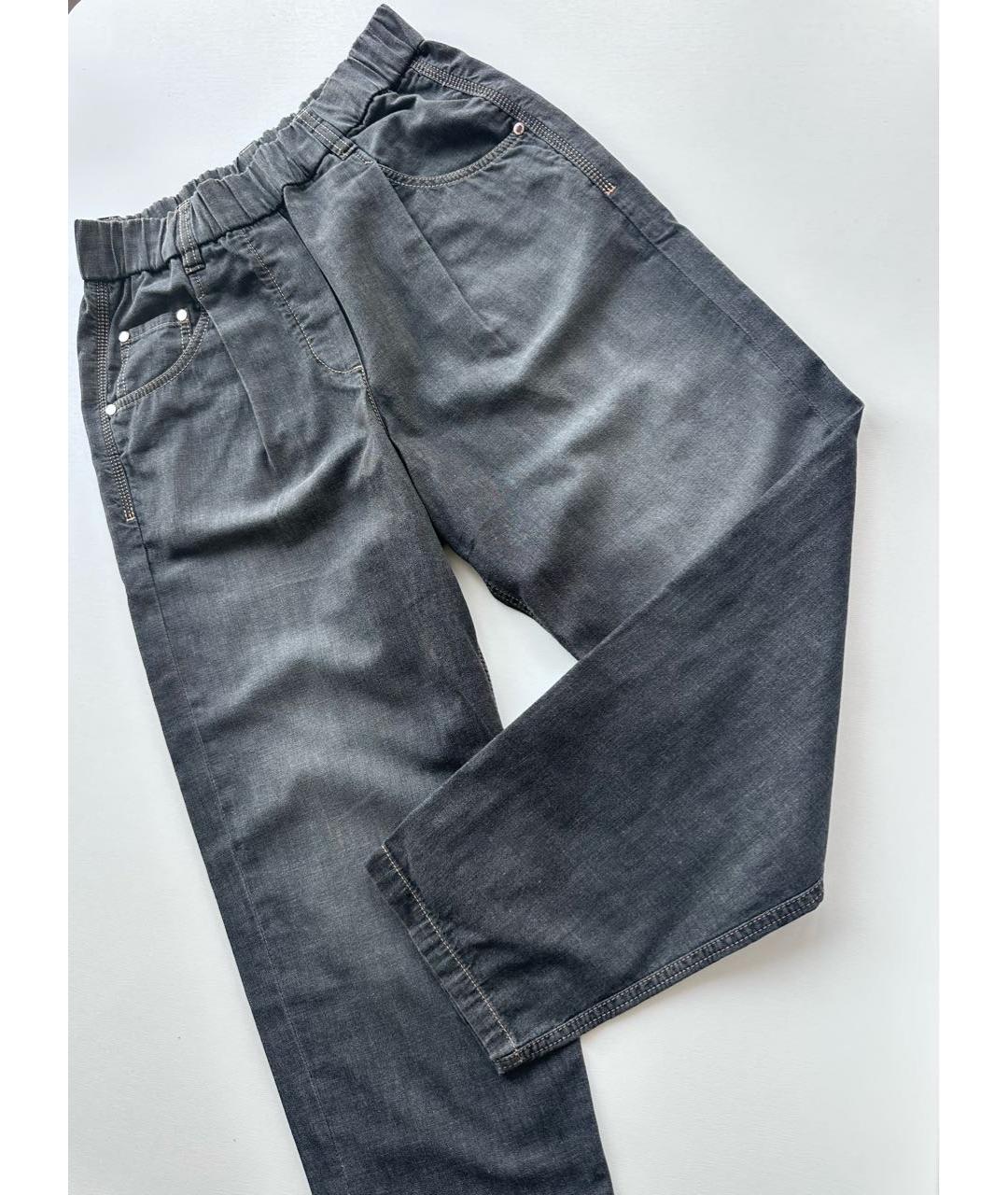 BRUNELLO CUCINELLI Антрацитовые хлопковые джинсы слим, фото 4