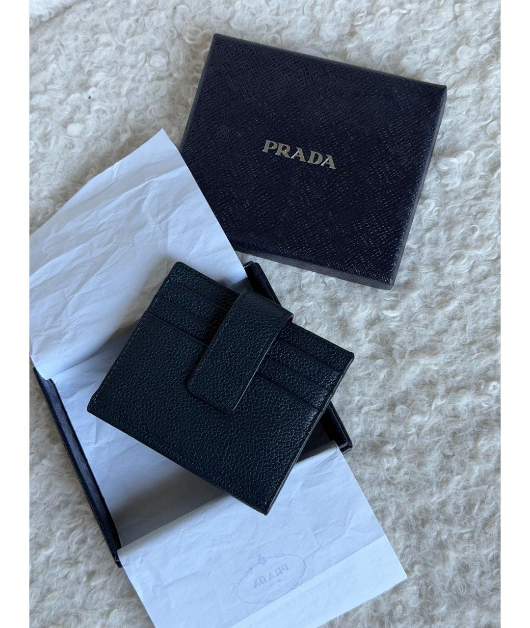 PRADA Темно-синий кожаный кардхолдер, фото 2