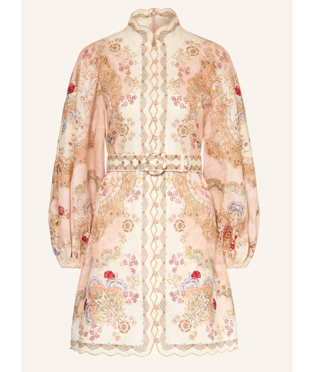 ZIMMERMANN Розовое льняное коктейльное платье, фото 10
