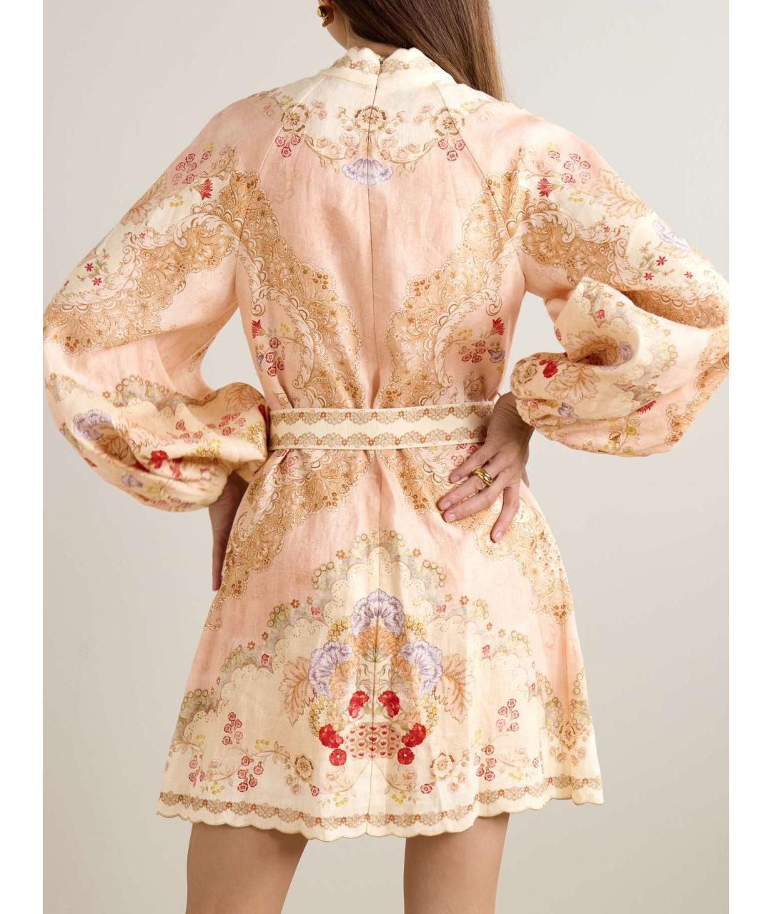 ZIMMERMANN Розовое льняное коктейльное платье, фото 8