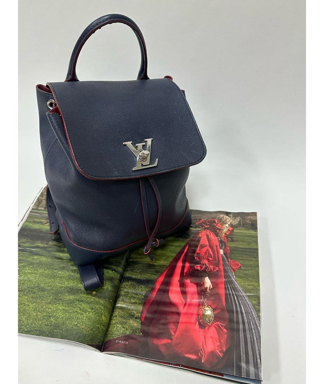 LOUIS VUITTON Темно-синий кожаный рюкзак, фото 5