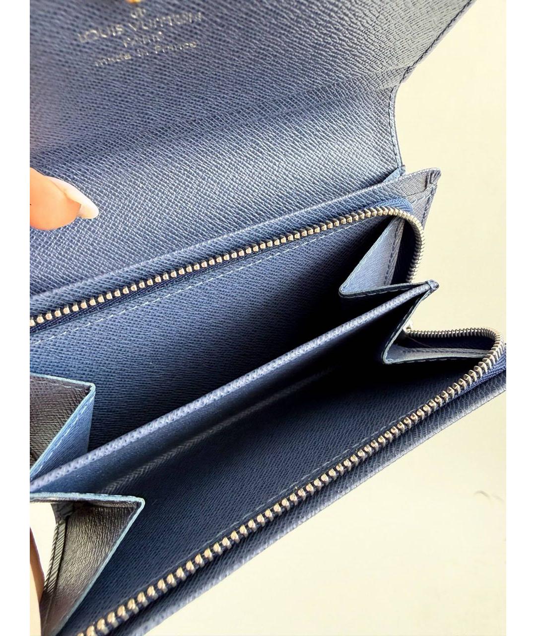 LOUIS VUITTON Синий кожаный кошелек, фото 4
