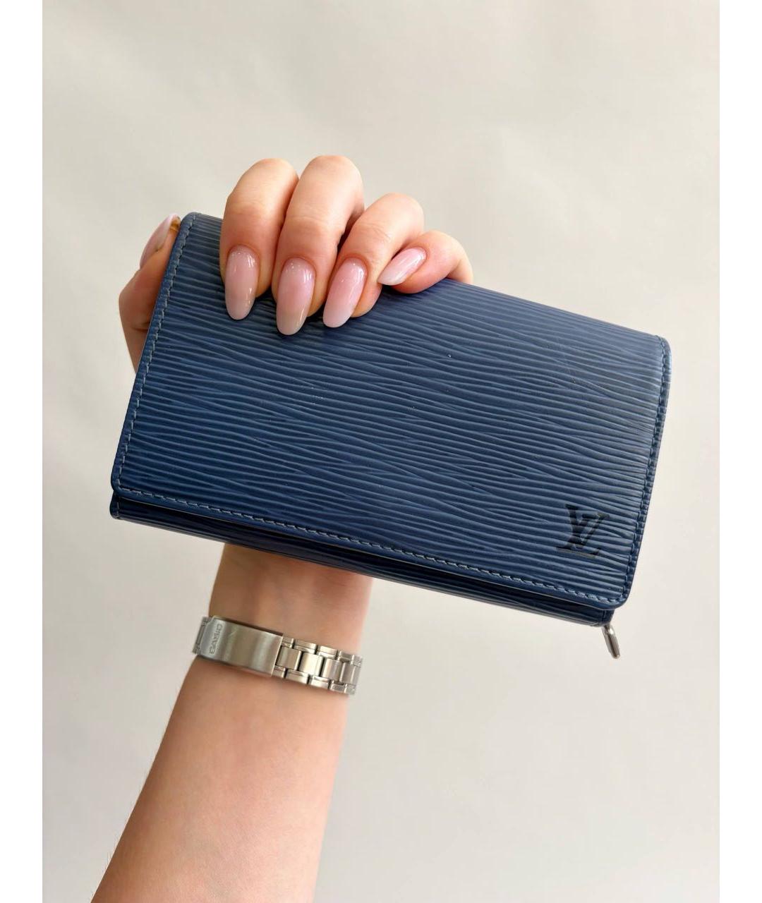 LOUIS VUITTON Синий кожаный кошелек, фото 7