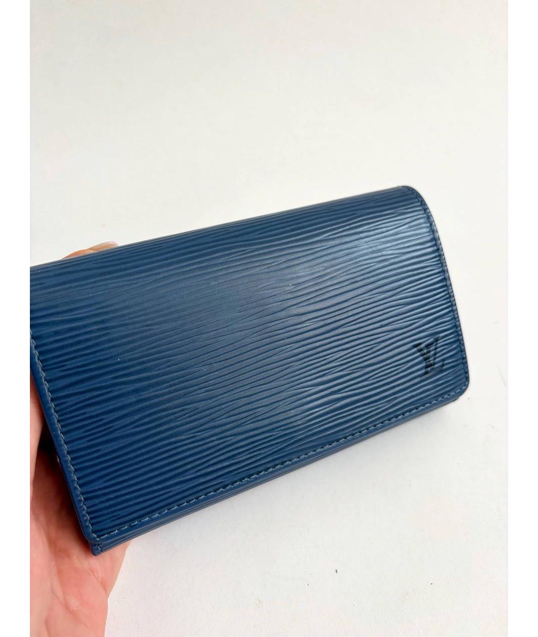 LOUIS VUITTON Синий кожаный кошелек, фото 2