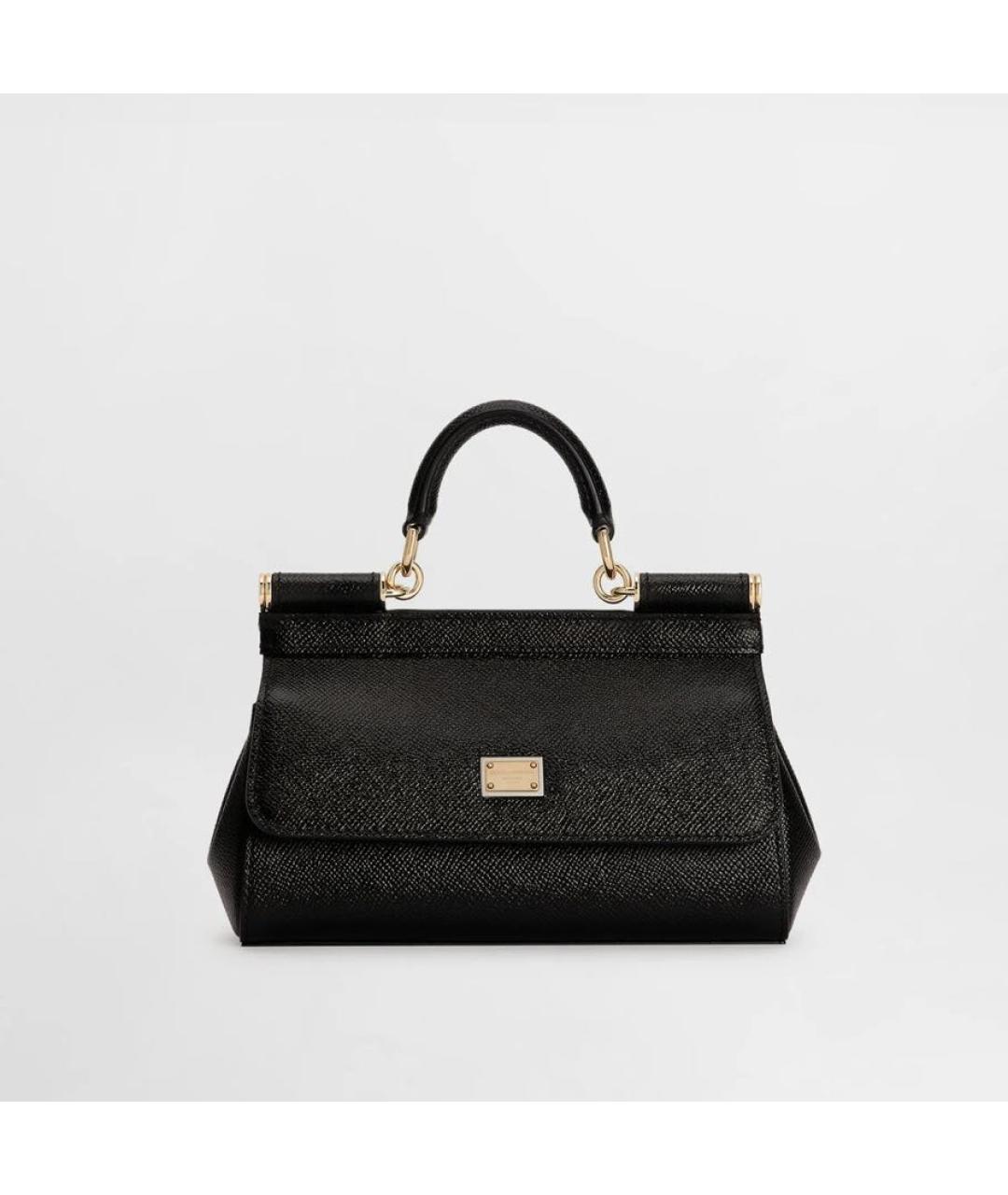 DOLCE&GABBANA Черная кожаная сумка с короткими ручками, фото 9