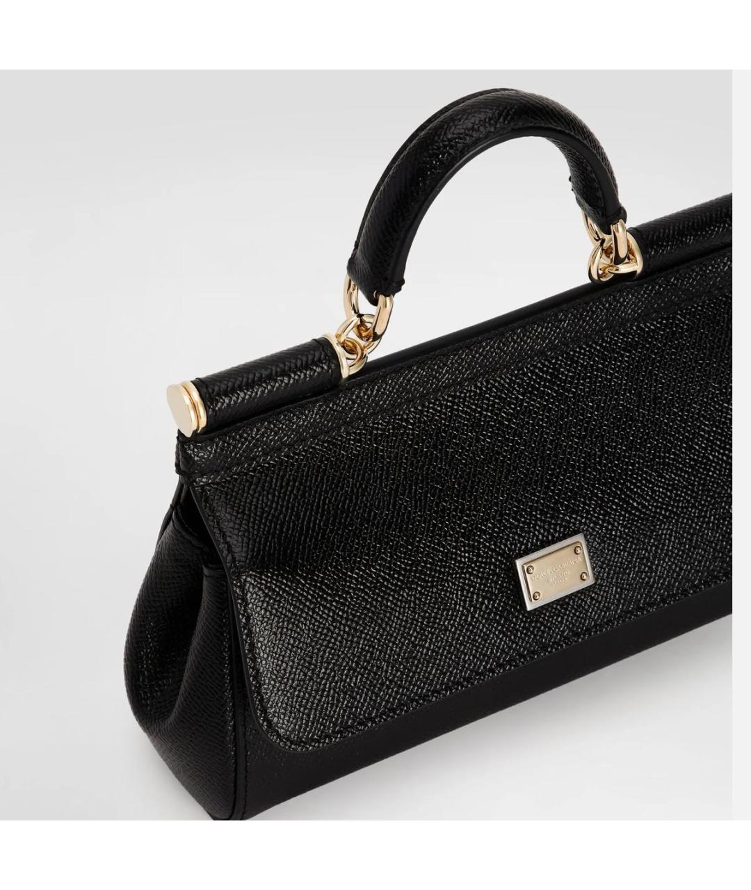 DOLCE&GABBANA Черная кожаная сумка с короткими ручками, фото 6