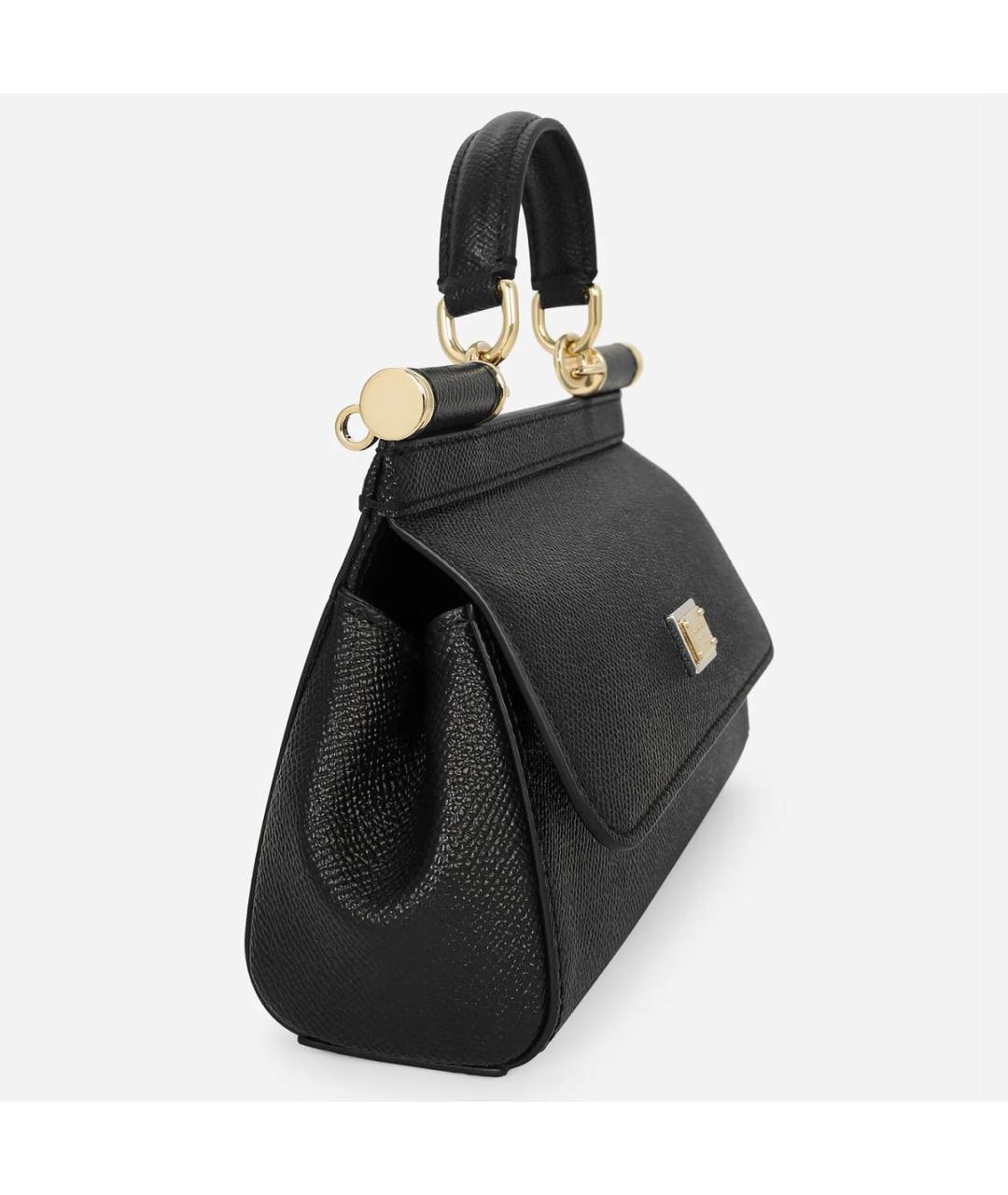 DOLCE&GABBANA Черная кожаная сумка с короткими ручками, фото 7