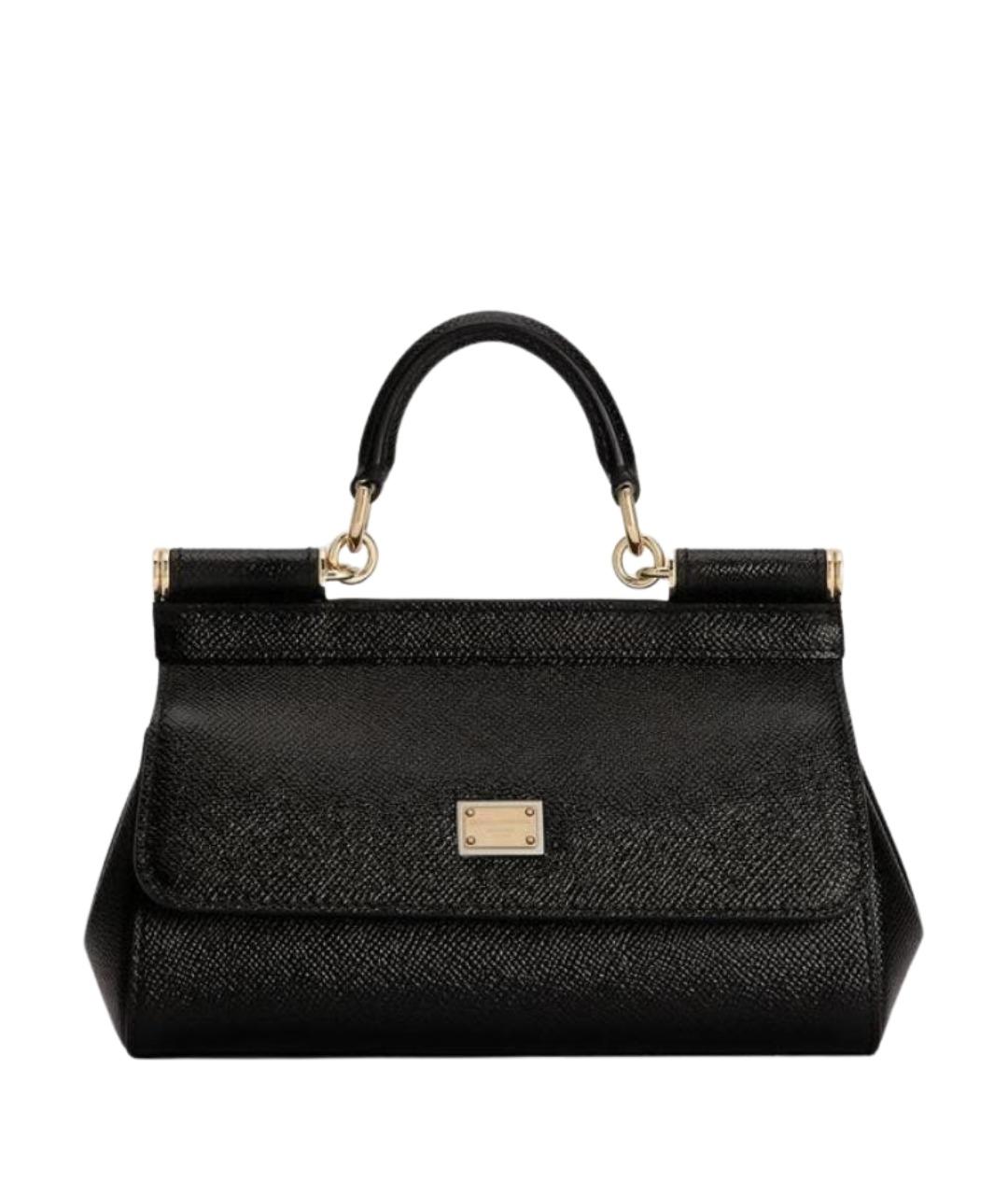 DOLCE&GABBANA Черная кожаная сумка с короткими ручками, фото 1