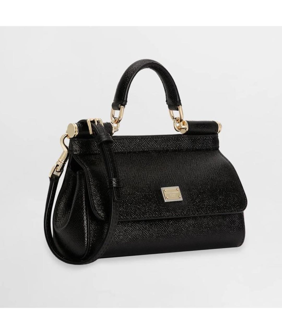 DOLCE&GABBANA Черная кожаная сумка с короткими ручками, фото 2