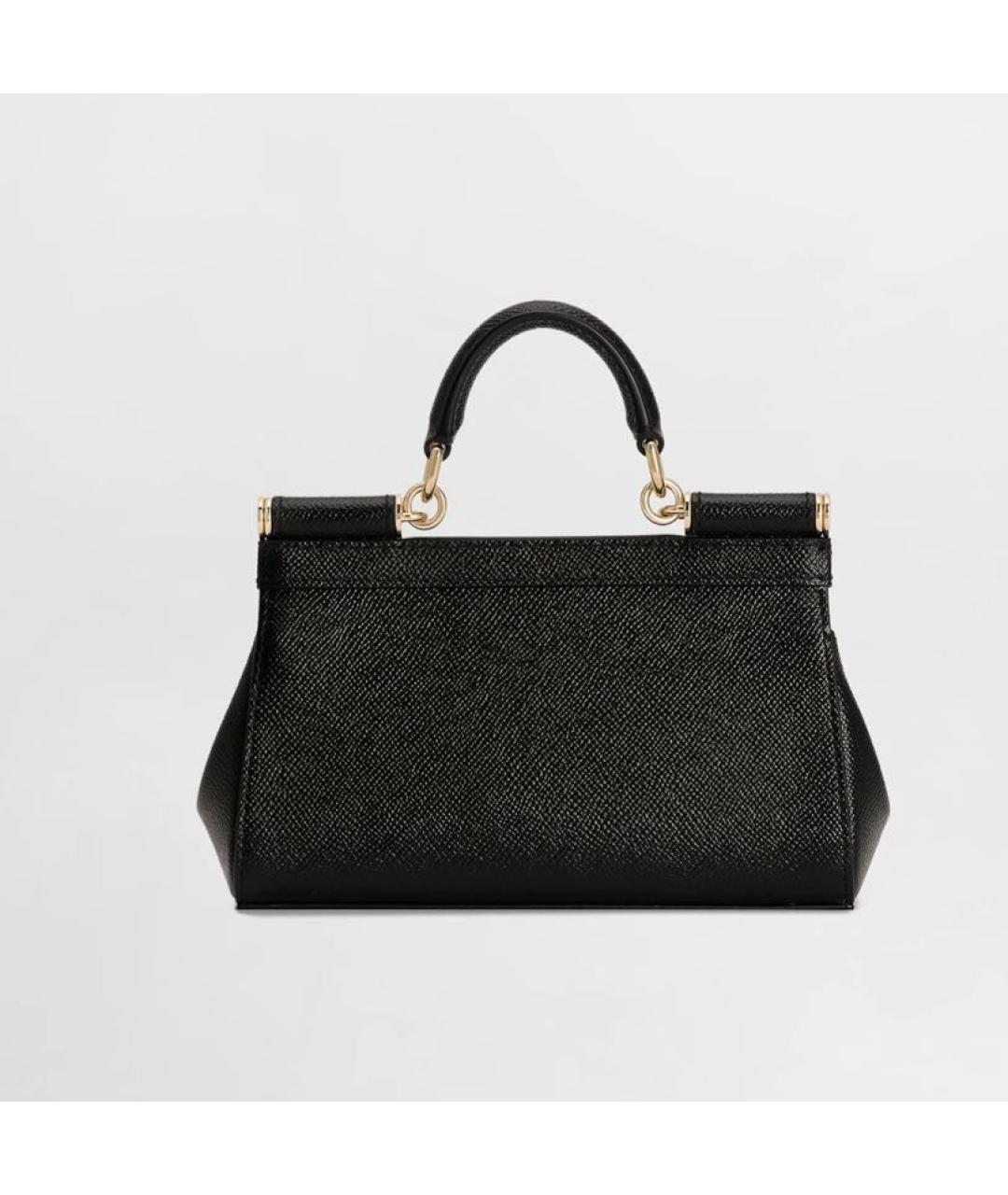 DOLCE&GABBANA Черная кожаная сумка с короткими ручками, фото 3