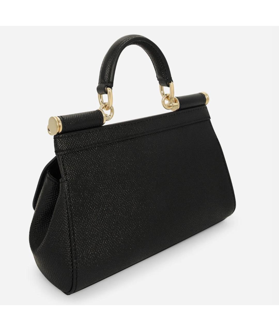 DOLCE&GABBANA Черная кожаная сумка с короткими ручками, фото 8