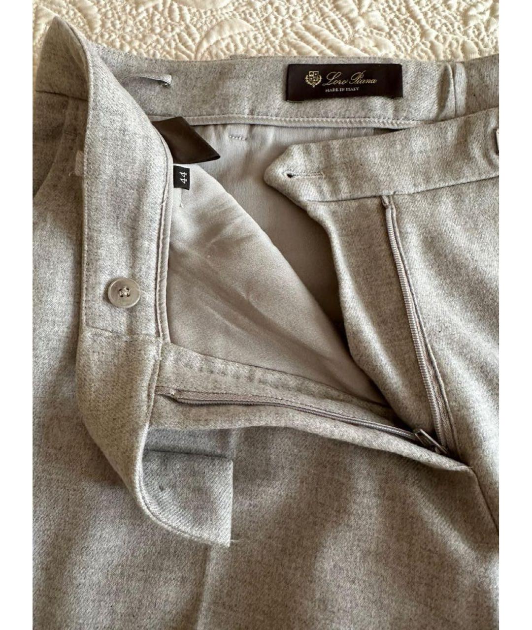 LORO PIANA Серые кашемировые прямые брюки, фото 7