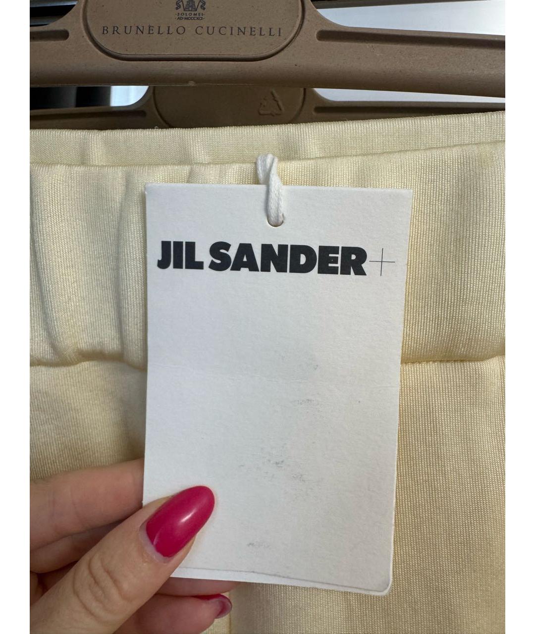 JIL SANDER Желтые вискозные прямые брюки, фото 4