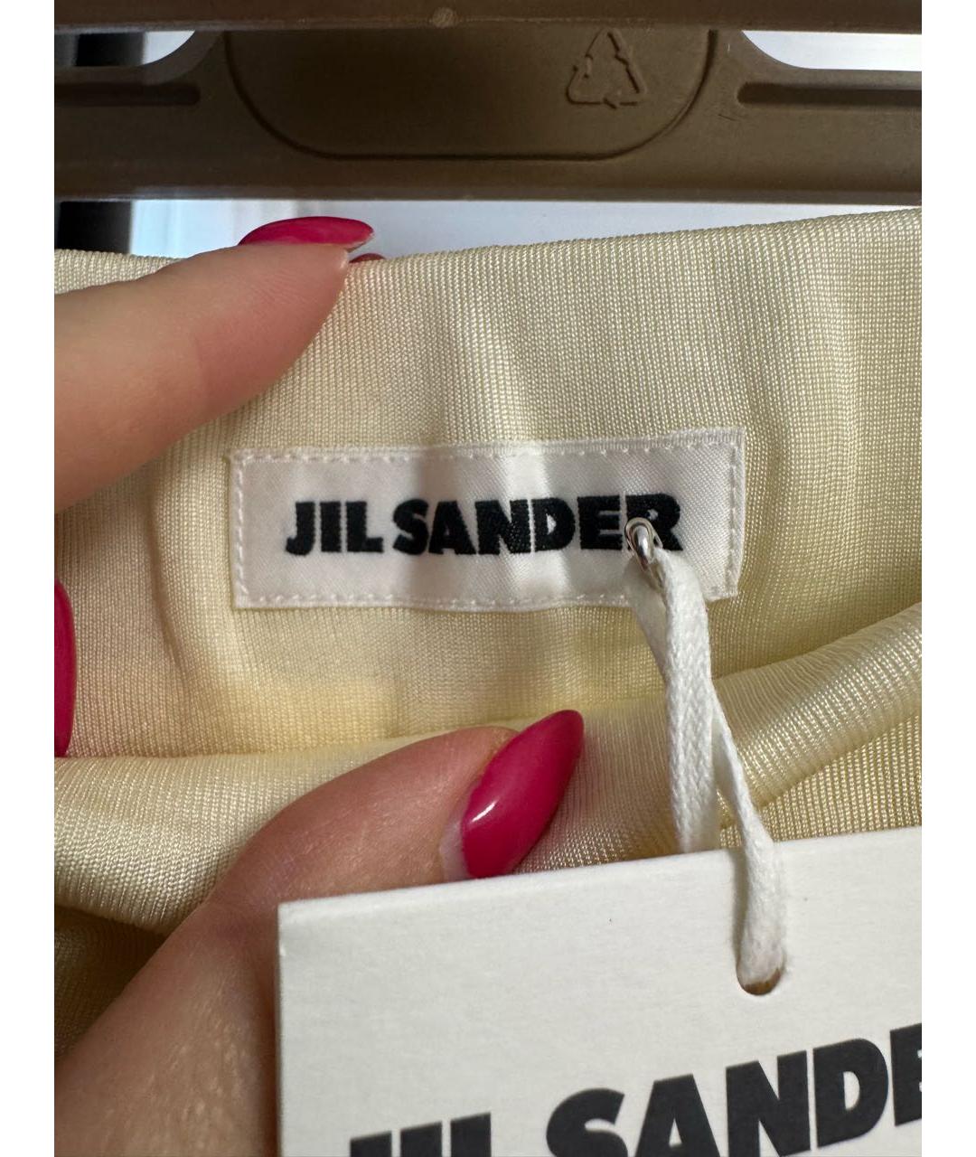 JIL SANDER Желтые вискозные прямые брюки, фото 5