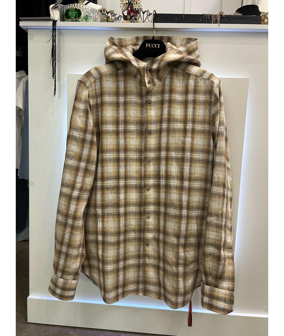 KITON Бежевая льняная кэжуал рубашка, фото 9