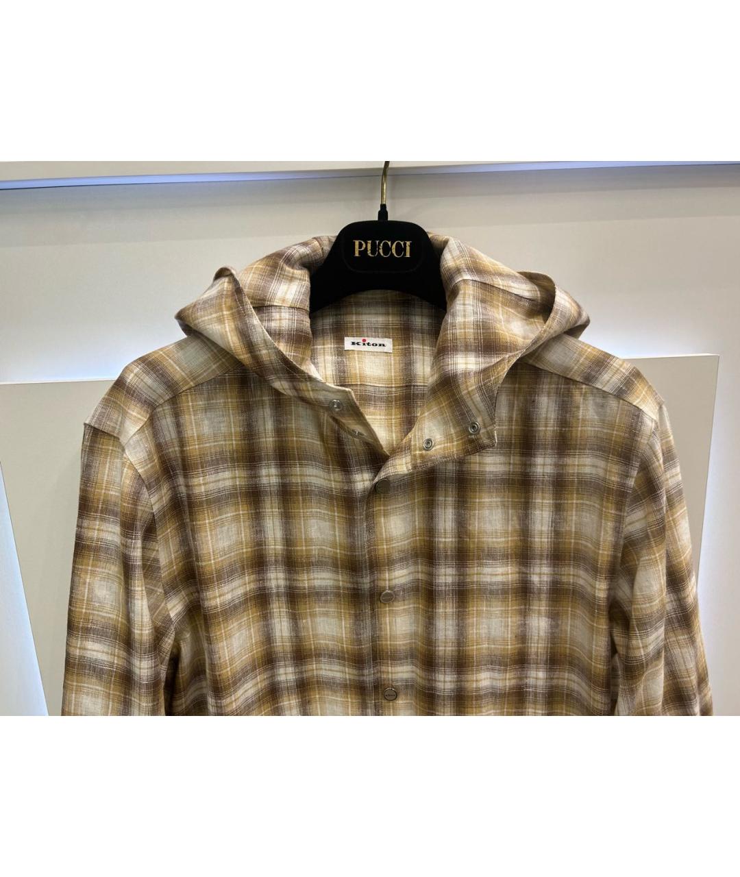 KITON Бежевая льняная кэжуал рубашка, фото 3