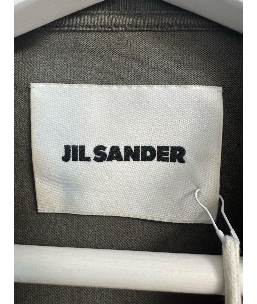 JIL SANDER Хаки хлопковая футболка, фото 2