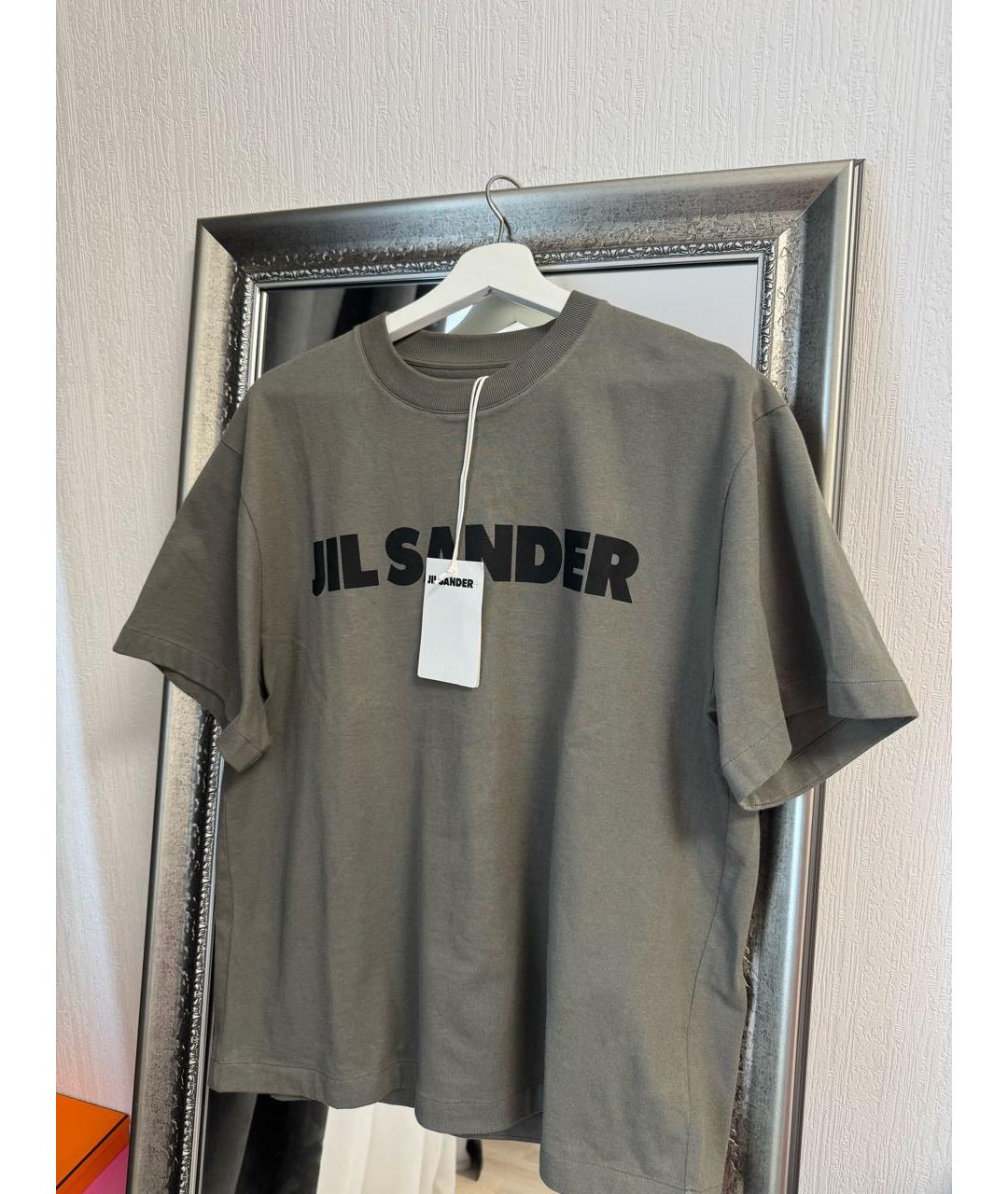 JIL SANDER Хаки хлопковая футболка, фото 5