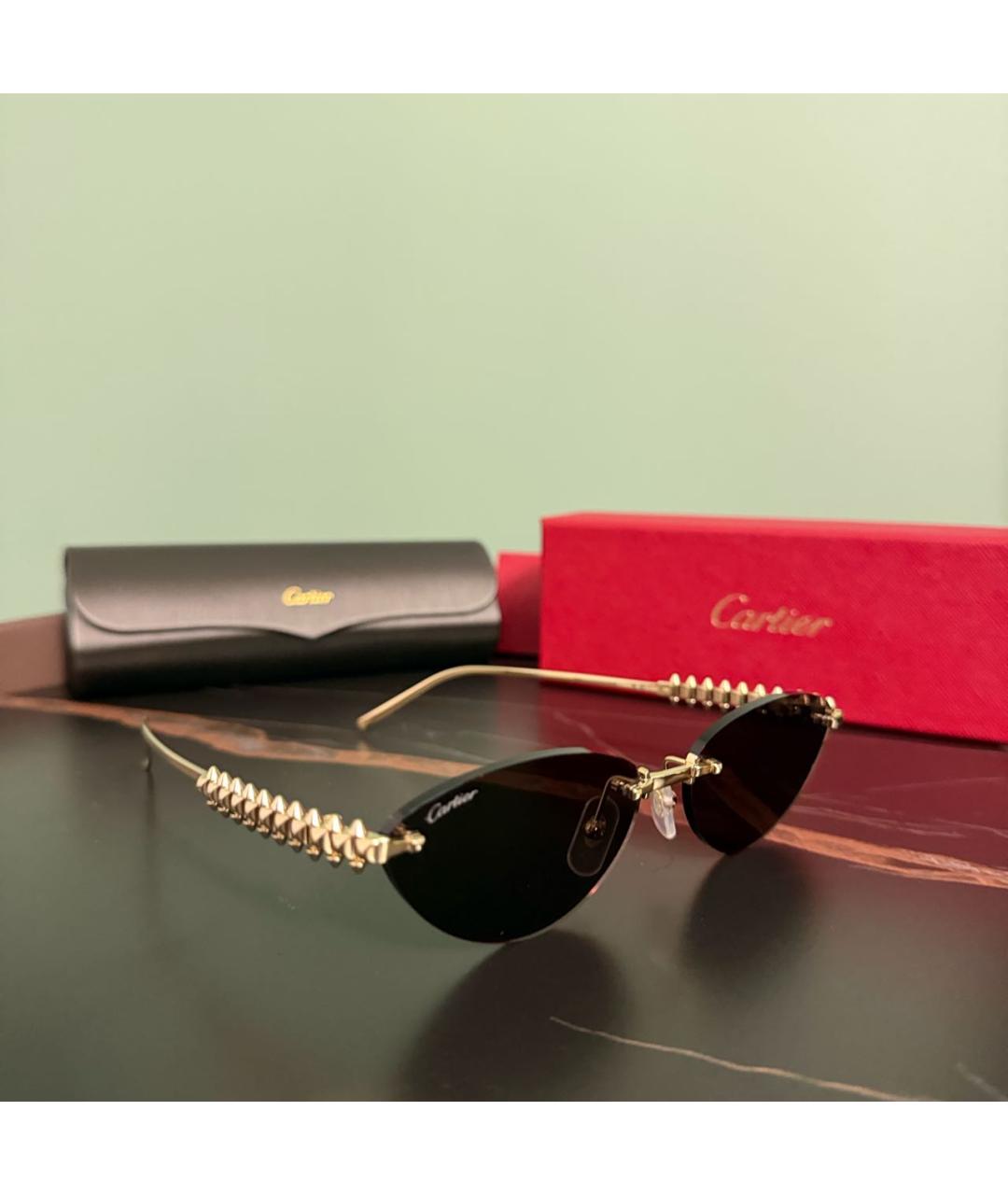 CARTIER Золотые металлические солнцезащитные очки, фото 2