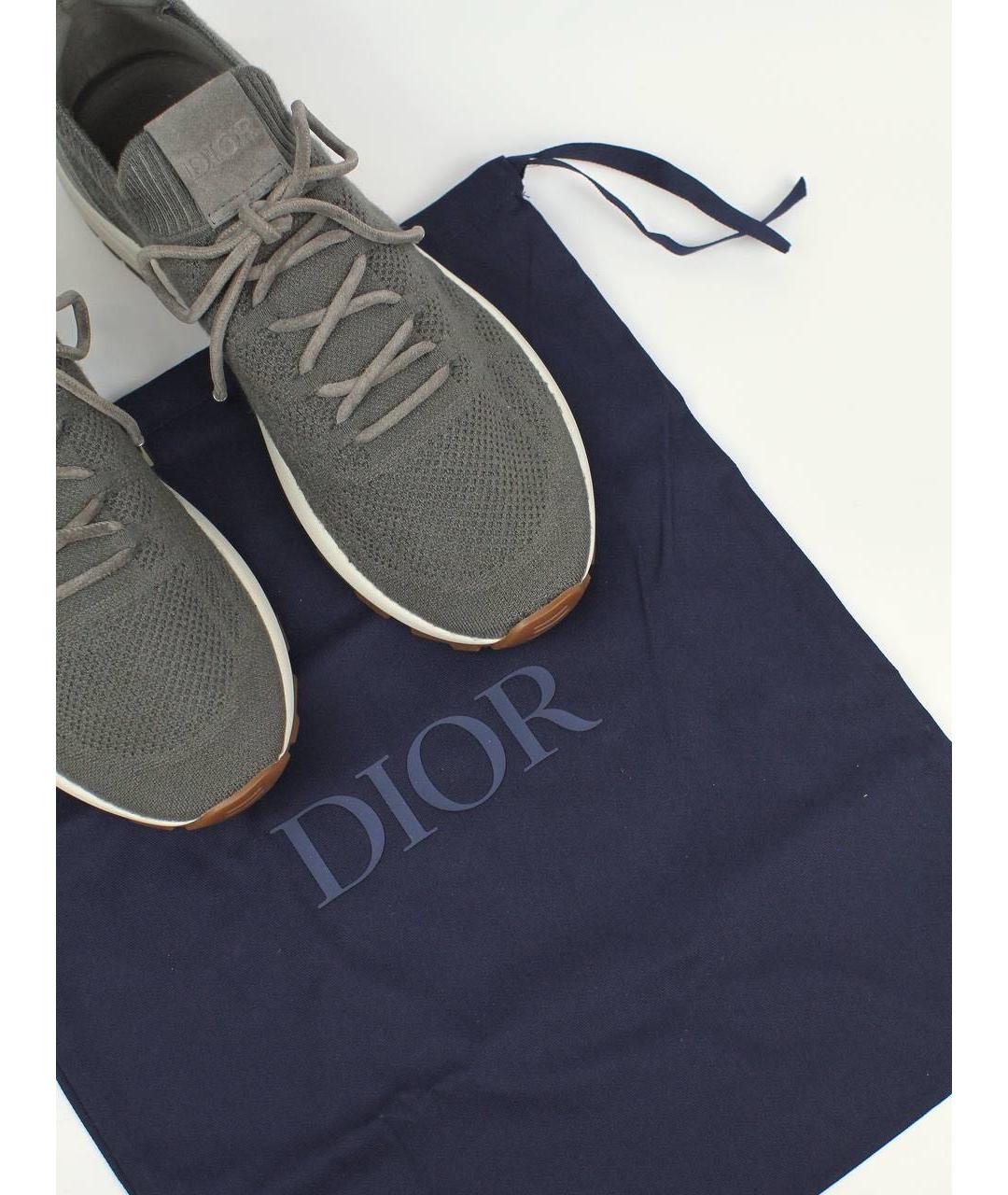 CHRISTIAN DIOR Серые текстильные низкие кроссовки / кеды, фото 5