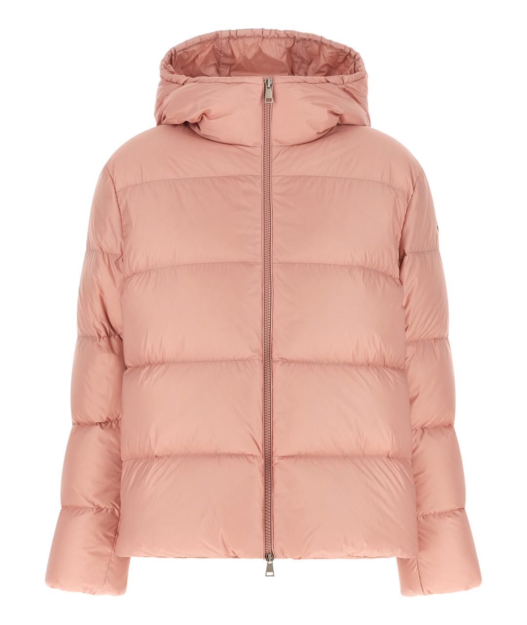 MONCLER Розовый полиамидовый пуховик, фото 1
