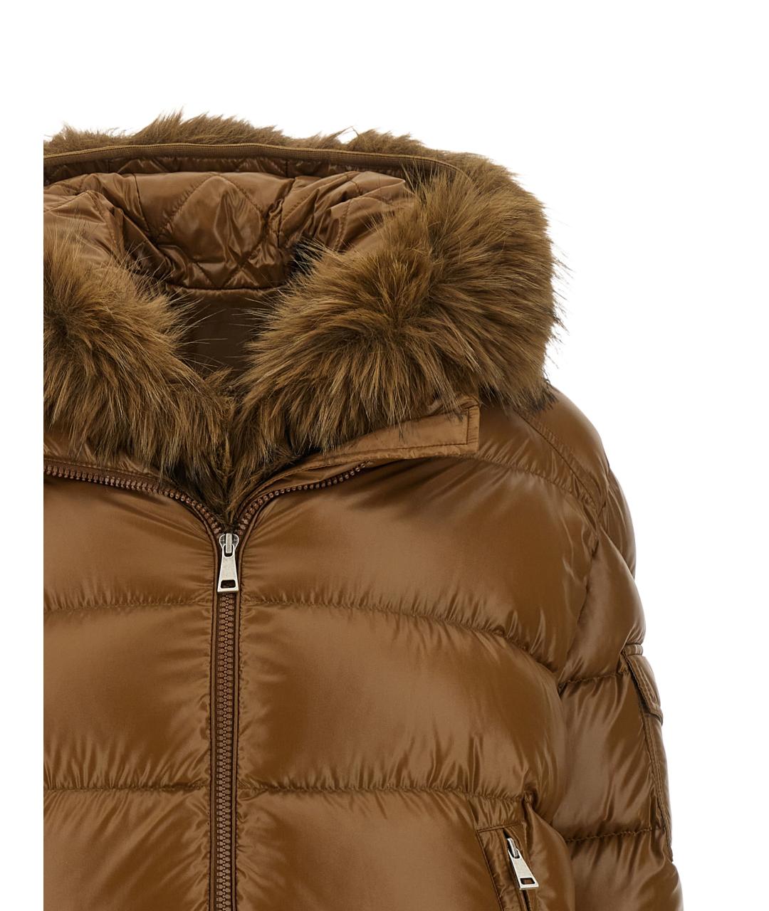 MONCLER Коричневый полиамидовый пуховик, фото 4
