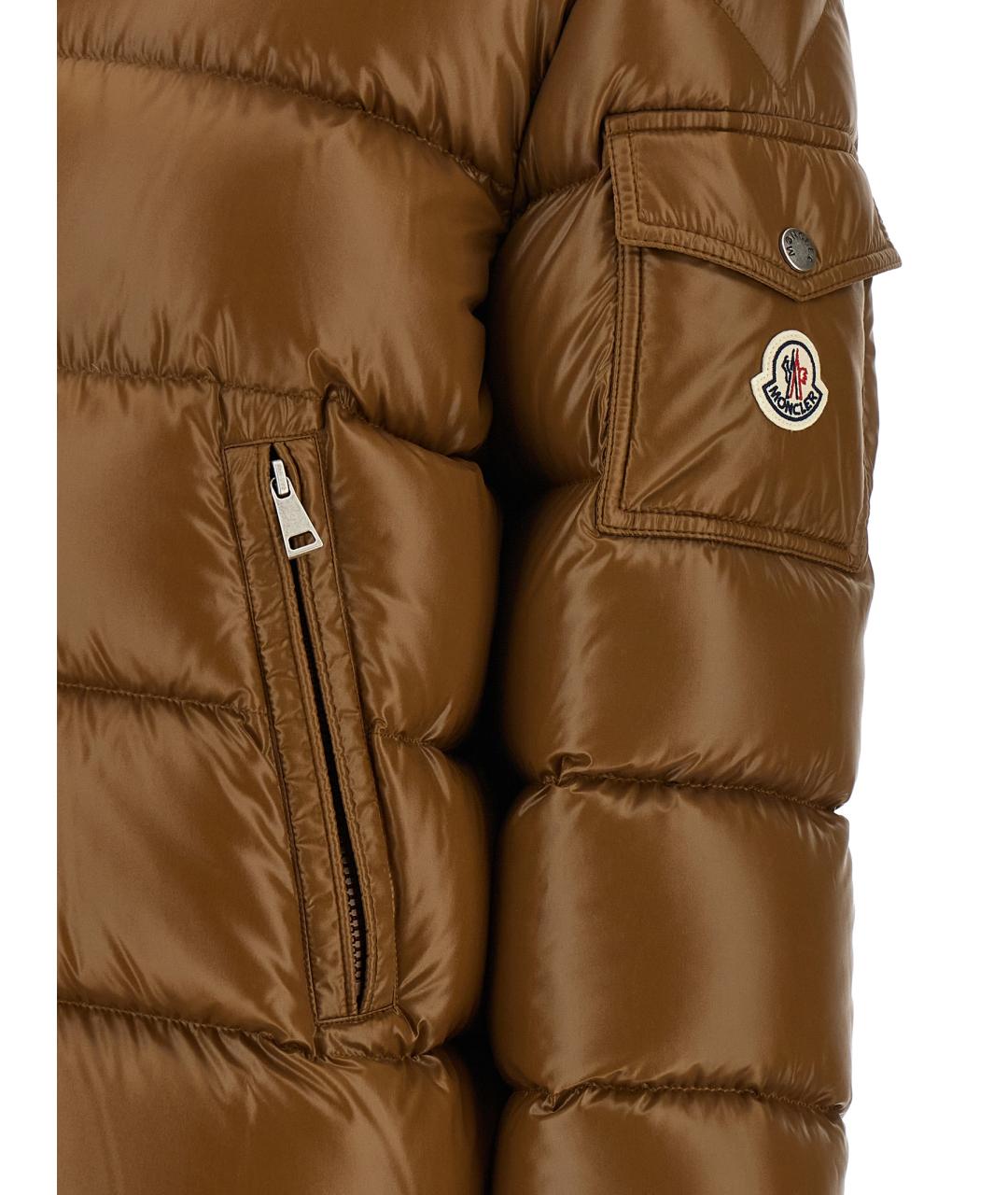 MONCLER Коричневый полиамидовый пуховик, фото 6