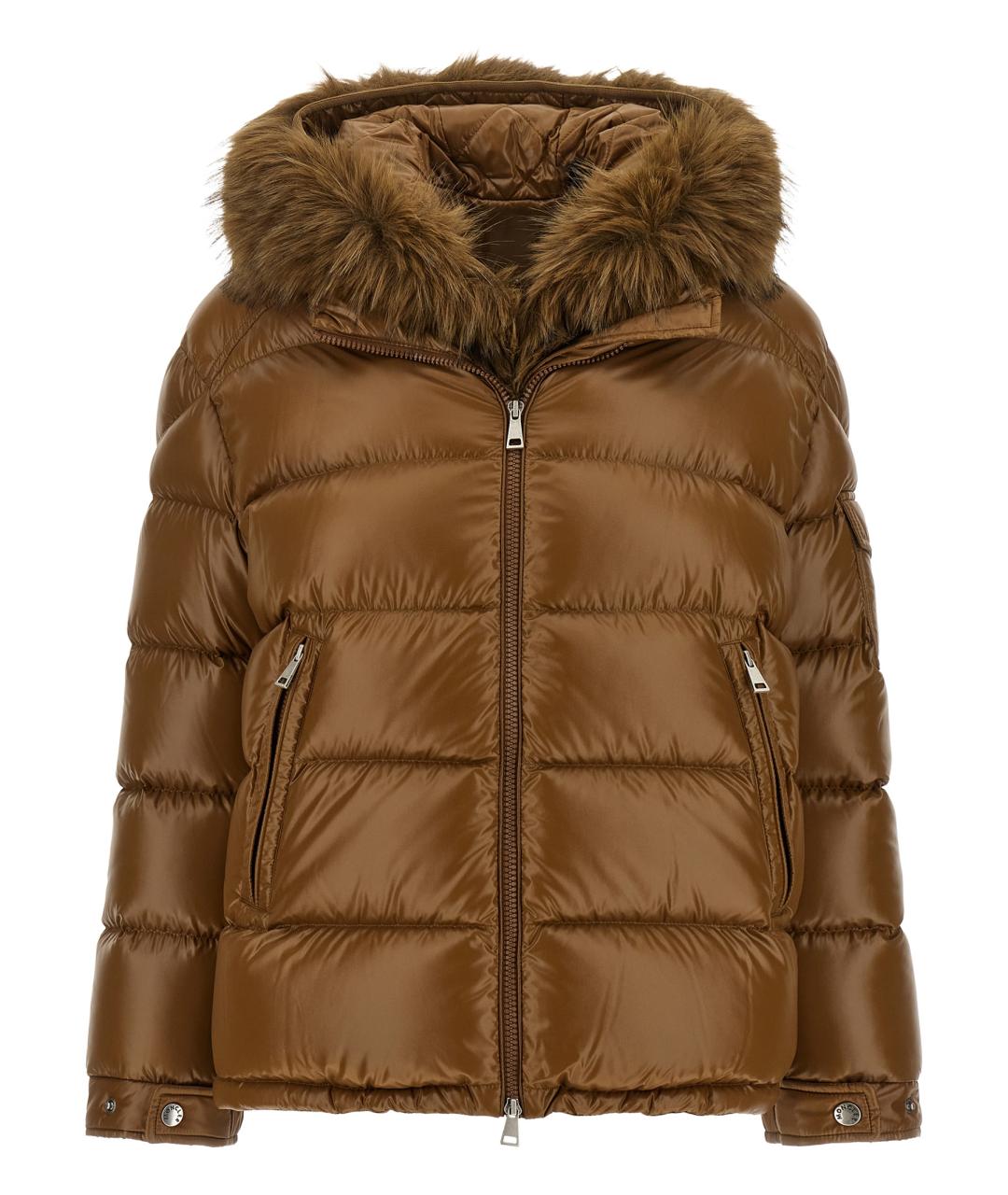 MONCLER Коричневый полиамидовый пуховик, фото 1