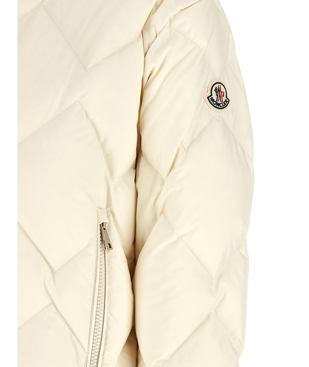 MONCLER Белый полиэстеровый пуховик, фото 4