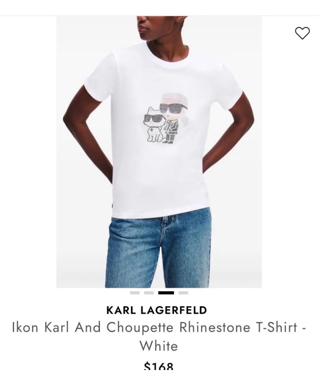 KARL LAGERFELD Белая хлопко-эластановая футболка, фото 7