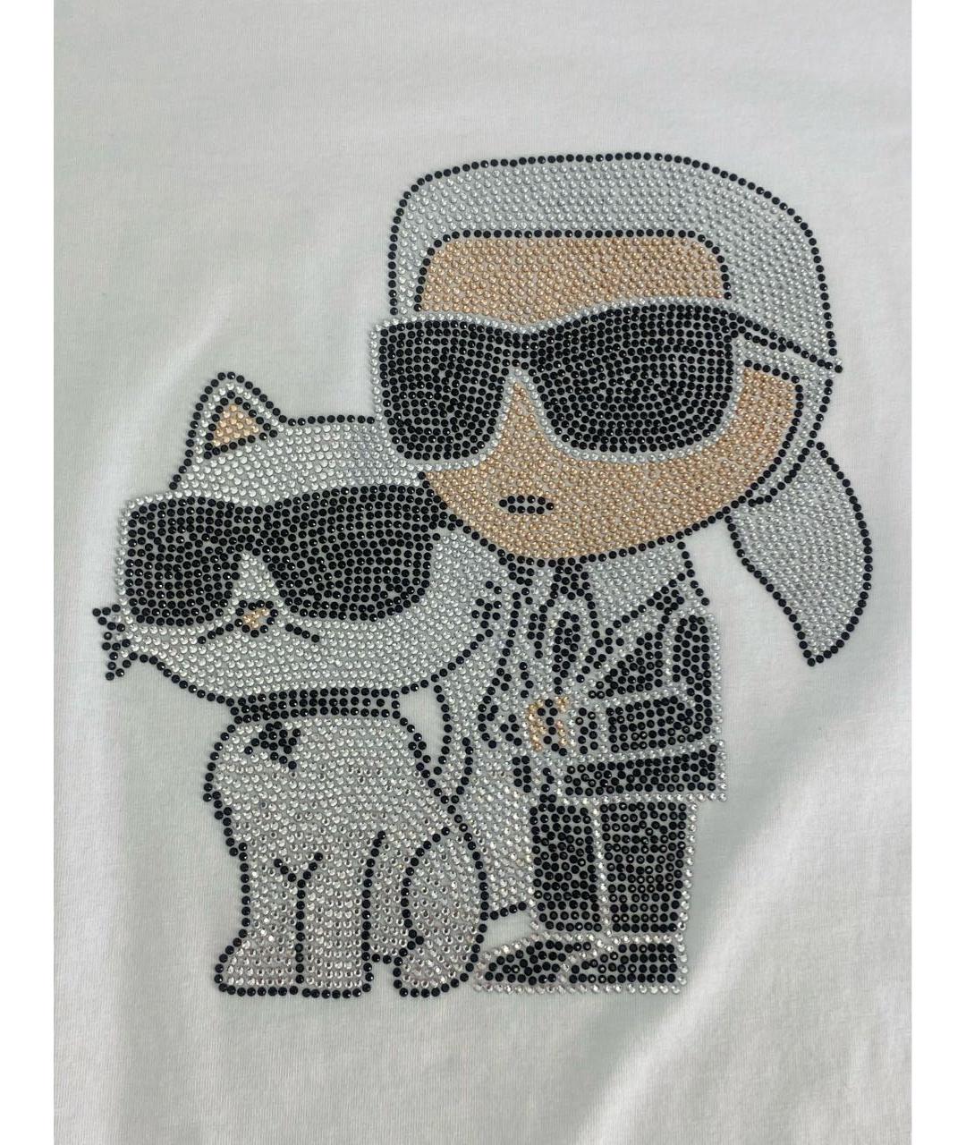 KARL LAGERFELD Белая хлопко-эластановая футболка, фото 4