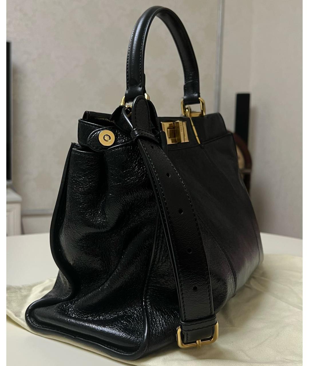 FENDI Черная кожаная сумка тоут, фото 2