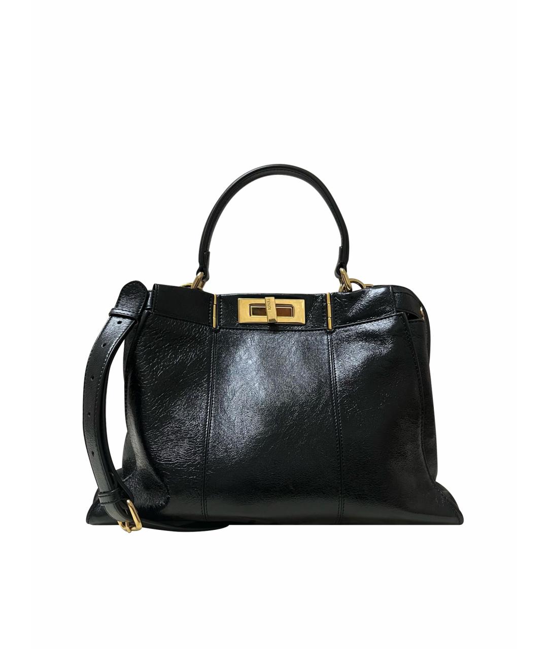 FENDI Черная кожаная сумка тоут, фото 1