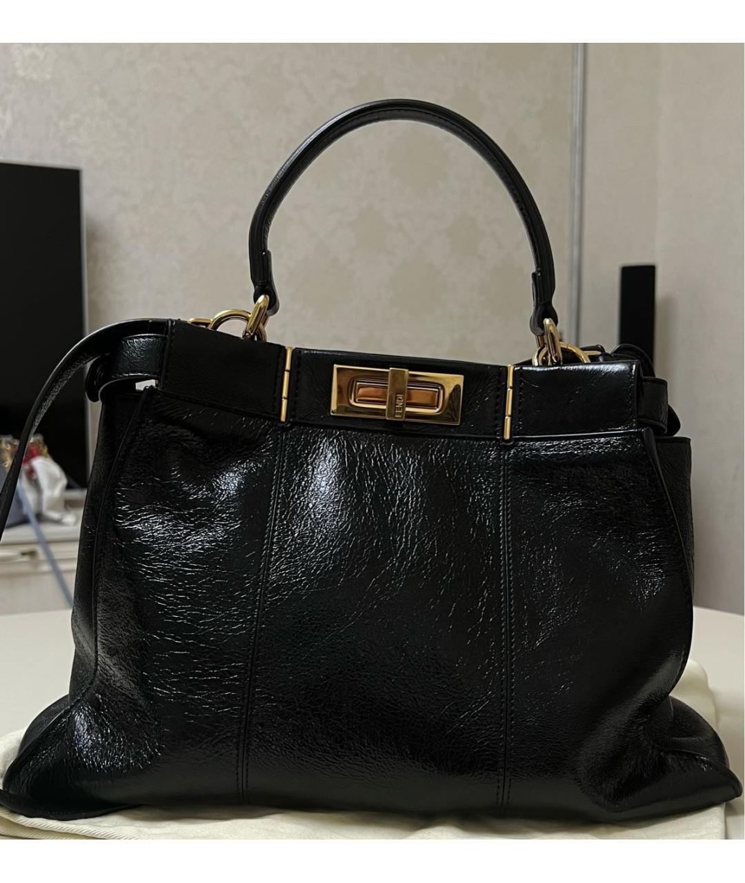 FENDI Черная кожаная сумка тоут, фото 3